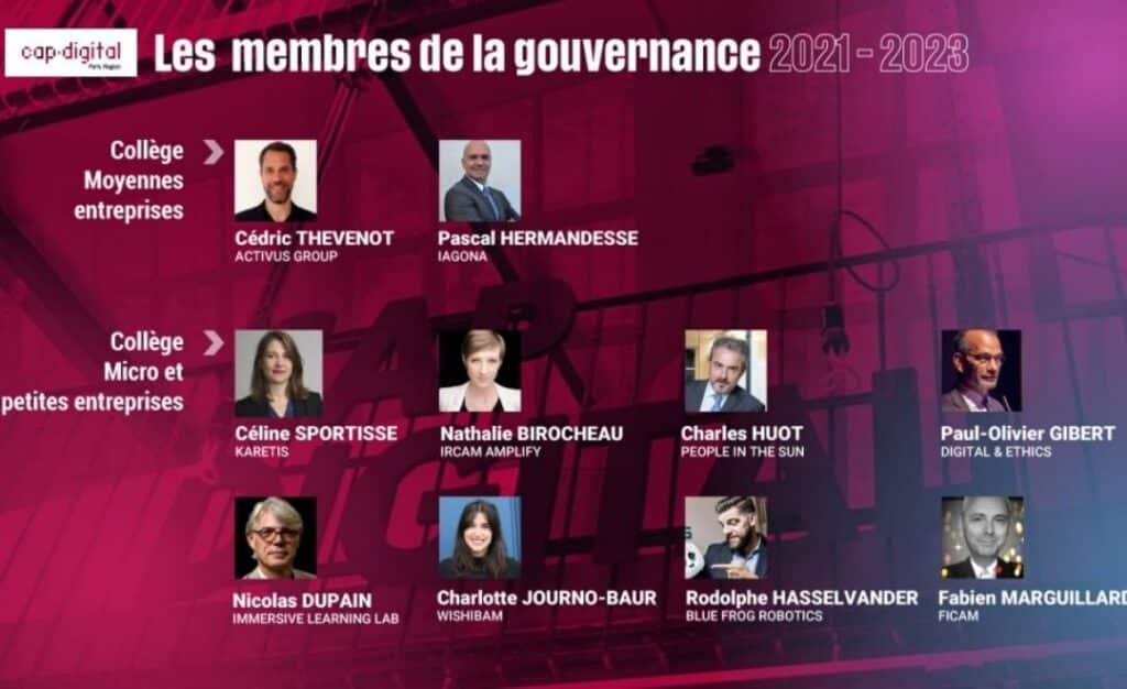 Cap Digital membres de la gouvernance 2021-2023